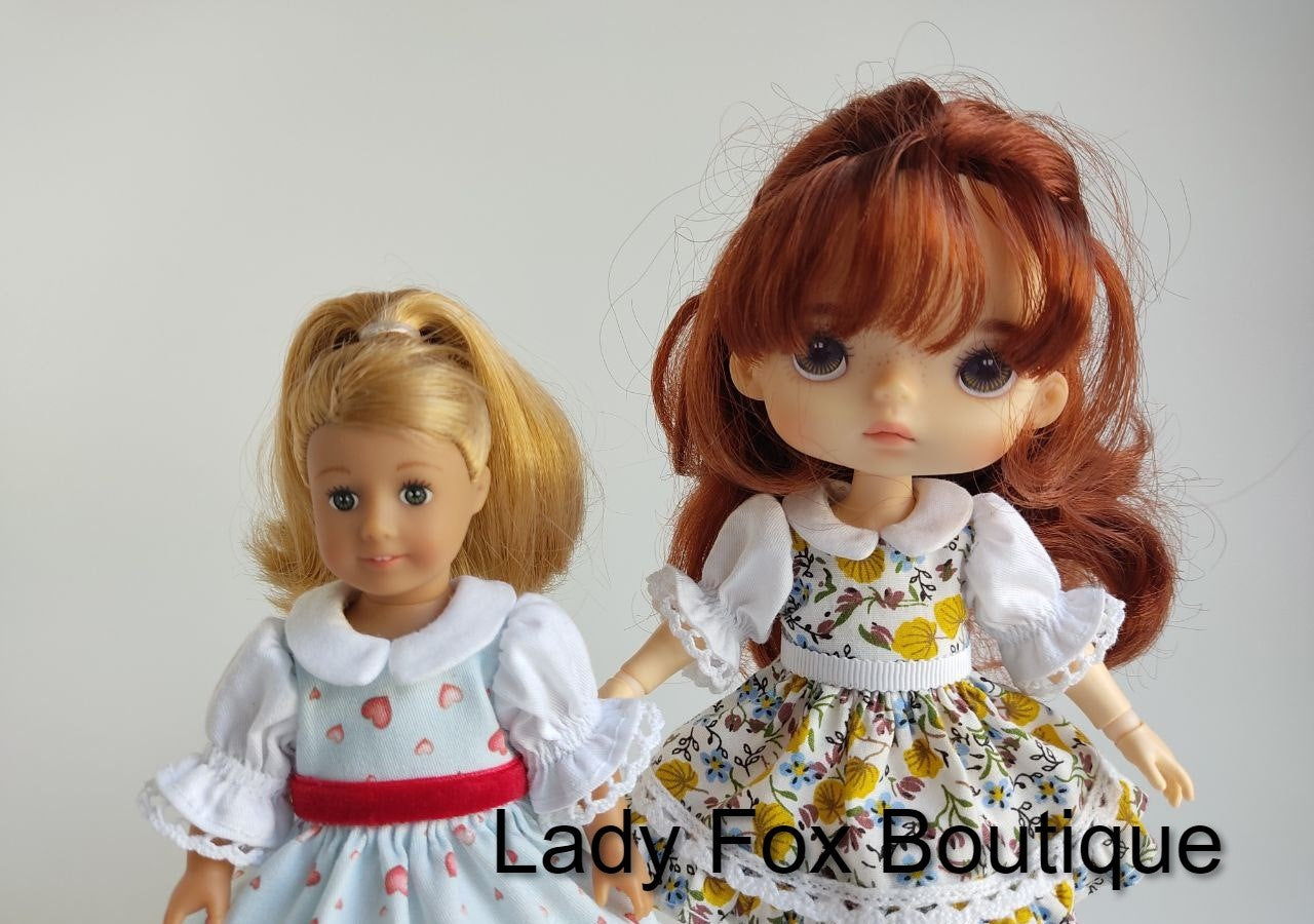 Lady Fox Boutique Mini Glasha Dress 6-8 Inch Doll Clothes Pattern for Mini American Girl™ and Xiaomi Monst™ Pixie Faire