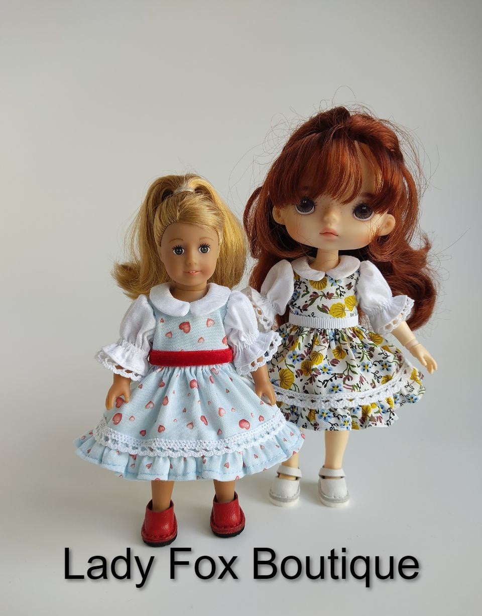 Lady Fox Boutique Mini Glasha Dress 6-8 Inch Doll Clothes Pattern for Mini American Girl™ and Xiaomi Monst™ Pixie Faire