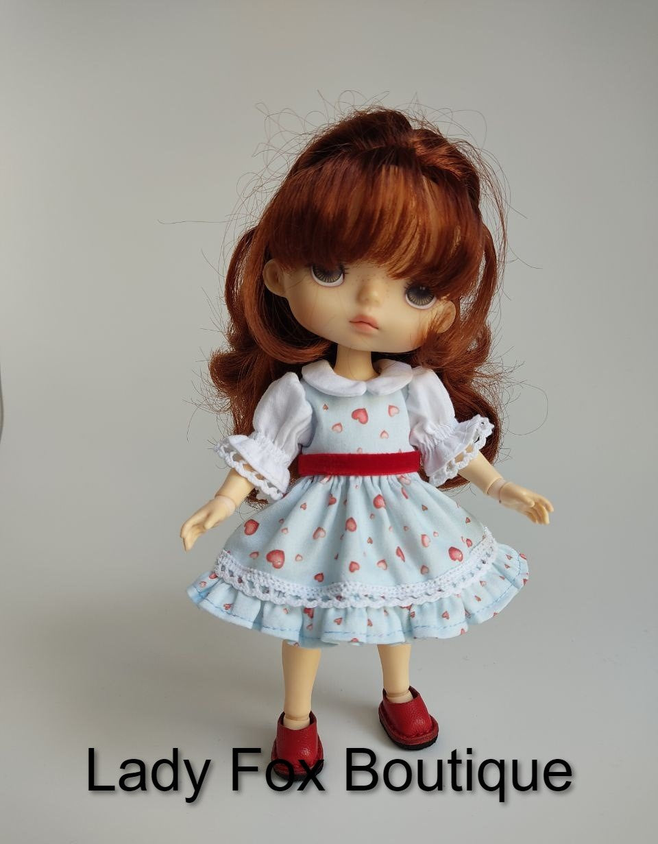 Lady Fox Boutique Mini Glasha Dress 6-8 Inch Doll Clothes Pattern for Mini American Girl™ and Xiaomi Monst™ Pixie Faire