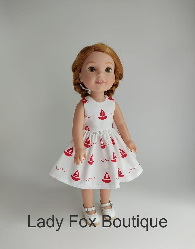Lady Fox Boutique Ruby Red Fashion Friends Tiny Charmer Dress Doll Clothes Pattern For 14.5-15 Inch Dolls Pixie Faire
