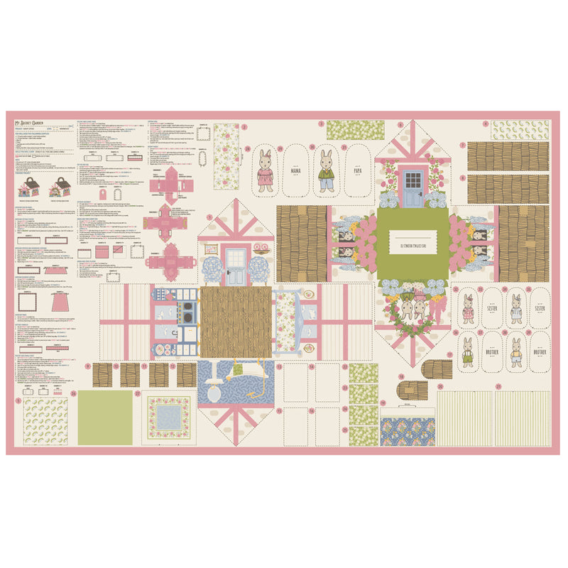 My Secret Garden Bunny Cottage Panel - Cloth Doll House Kit