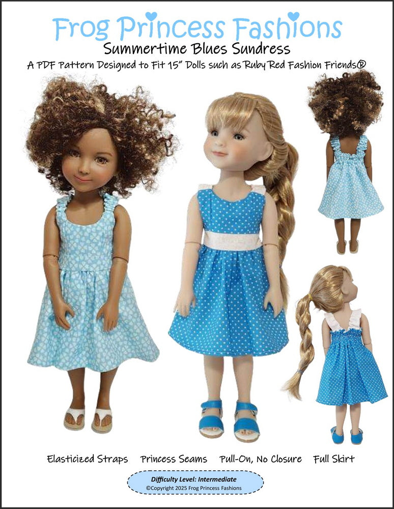 Frog Princess Fashions Ruby Red Fashion Friends Summertime Blues Sundress Doll Clothes Pattern for 15" Ruby Red Fashion Friends Pixie Faire
