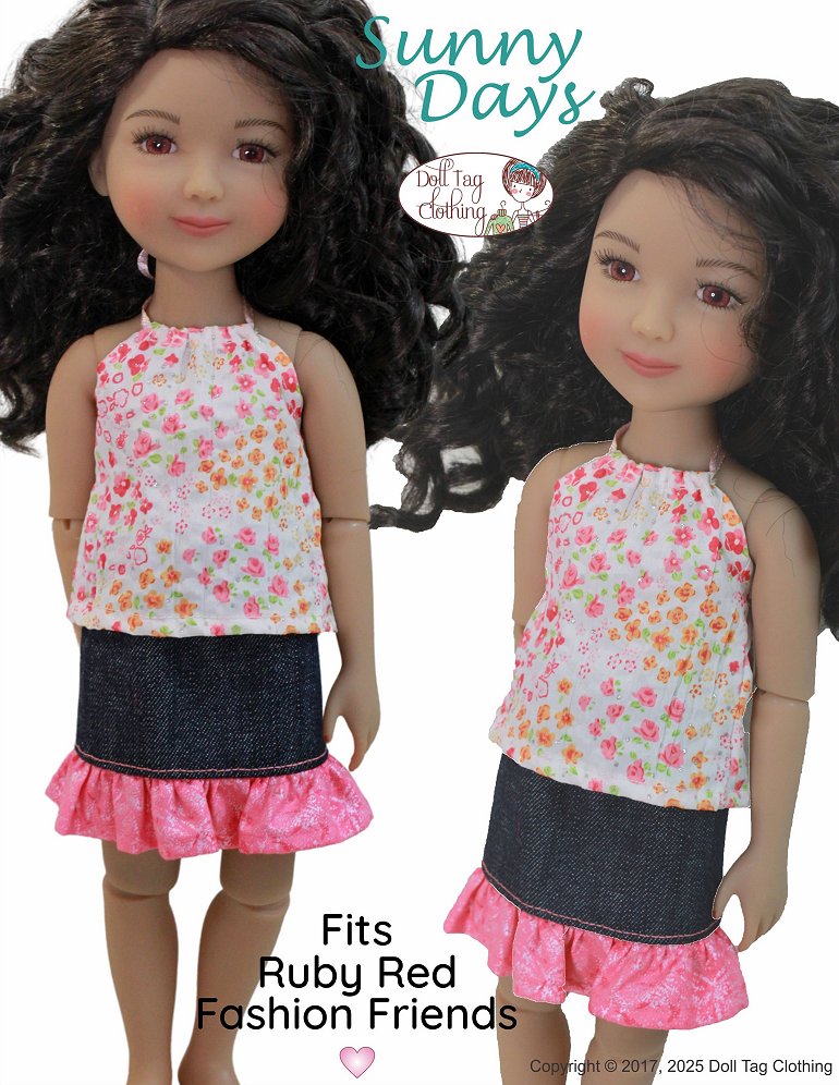 Doll Tag Clothing WellieWishers Sunny Days Skirt and Top 14 to 15 inch dolls Pixie Faire