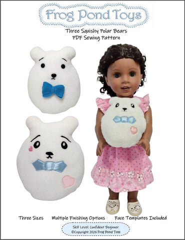 Frog Pond Toys Cloth doll Three Squishy Polar Bears Soft Doll Pattern Pixie Faire