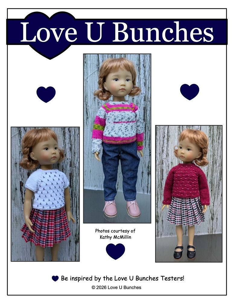 Love U Bunches Knitting Let it Snow! Sweater 13" Doll Clothes Knitting Pattern for Little Darling Dolls Pixie Faire