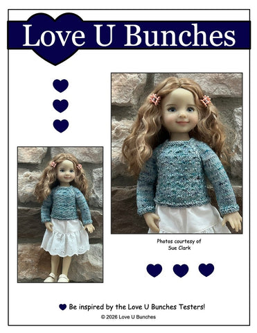 Love U Bunches Knitting Let it Snow! Sweater 13" Doll Clothes Knitting Pattern for Little Darling Dolls Pixie Faire