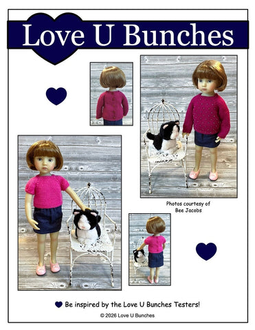 Love U Bunches Knitting Let it Snow! Sweater 13" Doll Clothes Knitting Pattern for Little Darling Dolls Pixie Faire