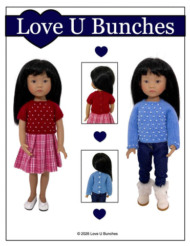 Love U Bunches Knitting Let it Snow! Sweater 13" Doll Clothes Knitting Pattern for Little Darling Dolls Pixie Faire