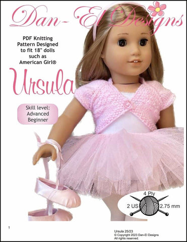 Dan-El Designs Knitting Ursula Bolero 18" Doll Knitting Pattern Pixie Faire