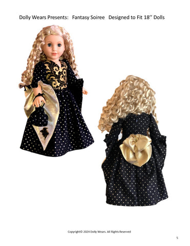 Dolly Wears 18 Inch Historical Fantasy Soiree 18" Doll Clothes Pattern Pixie Faire