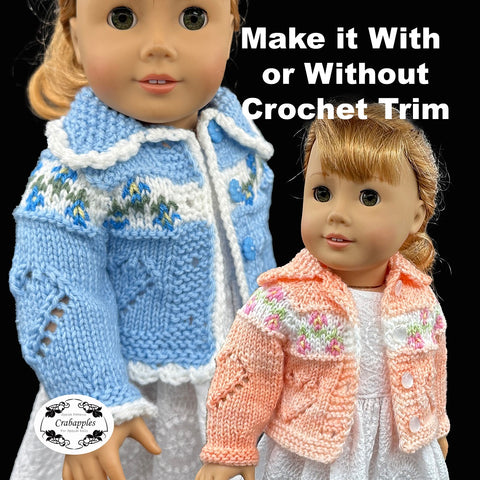 Crabapples Knitting Call Me Sweetheart 18" Doll Clothes Knitting Pattern Pixie Faire