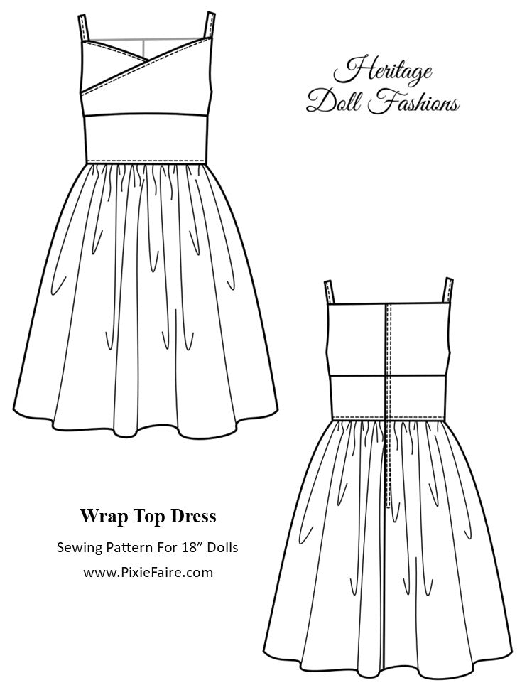 Wrap Top Dress 18 inch Doll Clothes PDF Pattern Download Wrap Top Dress 18 inch Doll Clothes PDF Pattern Download