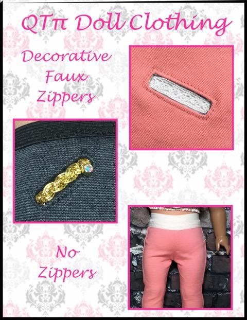 QTπ Doll Clothing 18 Inch Modern Slim Zipper Pants 18" Doll Clothes Pattern Pixie Faire