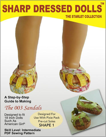 Sharp Dressed Dolls Shoes The 003 Sandals 18" Doll Shoes Pixie Faire