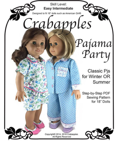 Crabapples 18 Inch Modern Pajama Party 18" Doll Clothes Pattern Pixie Faire