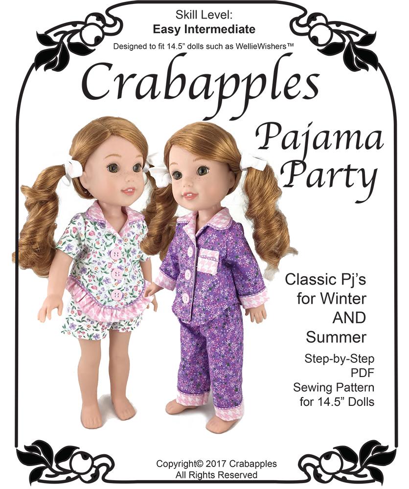 Crabapples WellieWishers Pajama Party 14.5 Inch Doll Clothes Pattern Pixie Faire