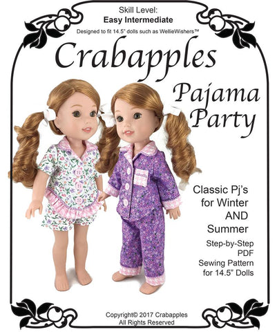Crabapples WellieWishers Pajama Party 14.5 Inch Doll Clothes Pattern Pixie Faire