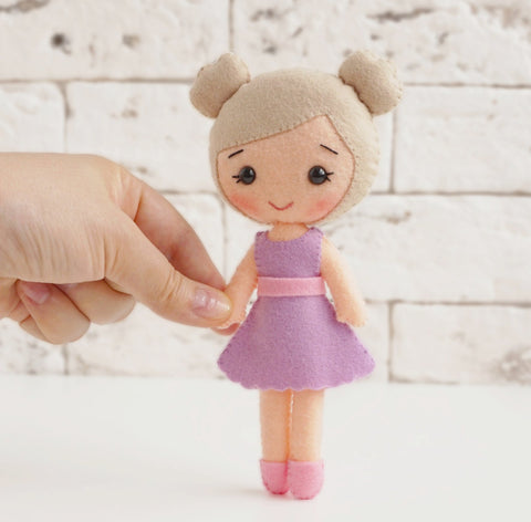 Cute Felt Patterns Cloth doll Abbey 7" Felt Doll Hand Sewing Pattern Pixie Faire