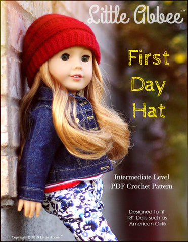 Little Abbee Crochet First Day Hat 18" Doll Crochet Pattern Pixie Faire