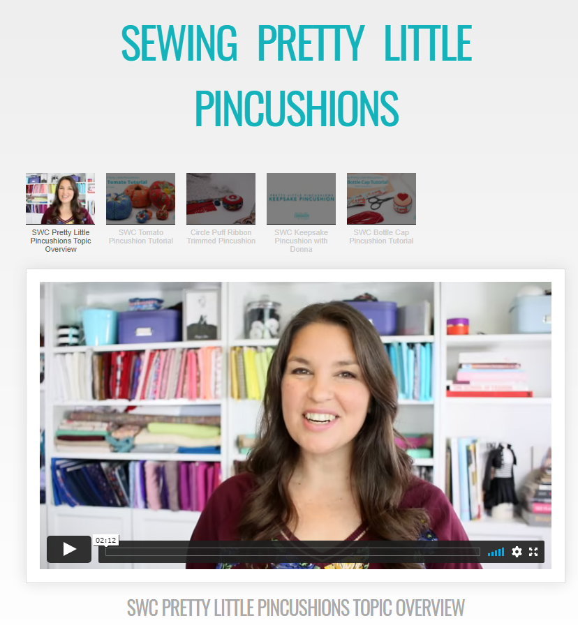 SWC Classes Sewing Pretty Little Pincushions Master Class Video Course Pixie Faire