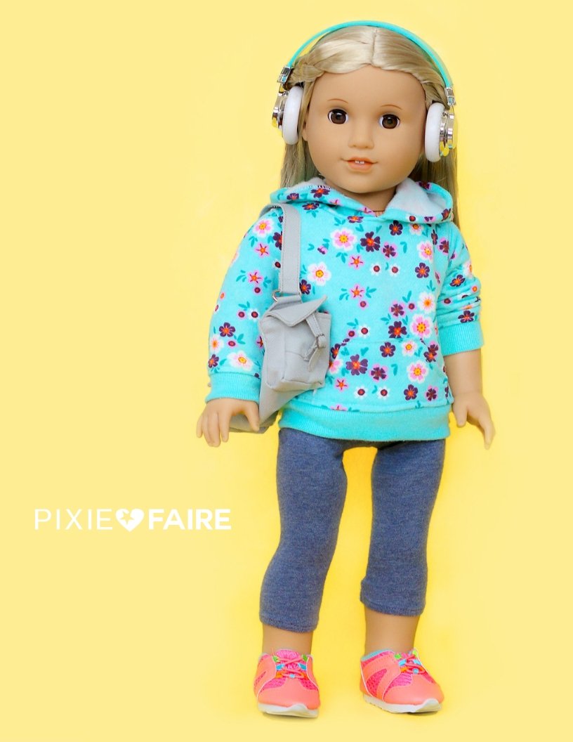 QTπ Doll Clothing 18 Inch Modern All Zipped Up Hoodie 18" Doll Clothes Pixie Faire