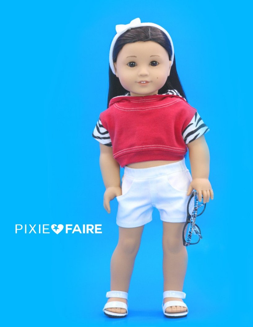 Jen Ashley Doll Designs 18 Inch Modern Outdoor Concert Cropped Hoodie 18" Doll Clothes Pattern Pixie Faire
