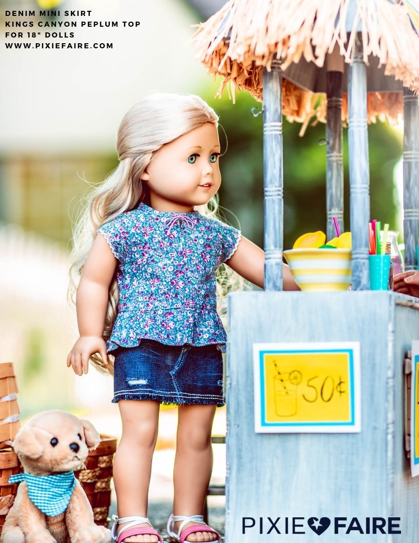 Liberty Jane 18 Inch Modern Denim Mini Skirt 18" Doll Clothes Pattern Pixie Faire