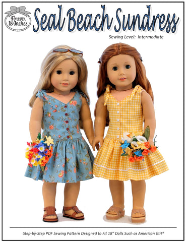 Forever 18 Inches 18 Inch Modern Seal Beach Sundress 18" Doll Clothes Pattern Pixie Faire