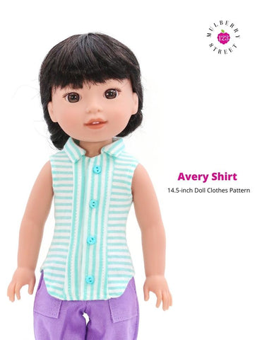 123 Mulberry Street WellieWishers Avery Shirt 14.5 inch Doll Clothes Pattern Pixie Faire