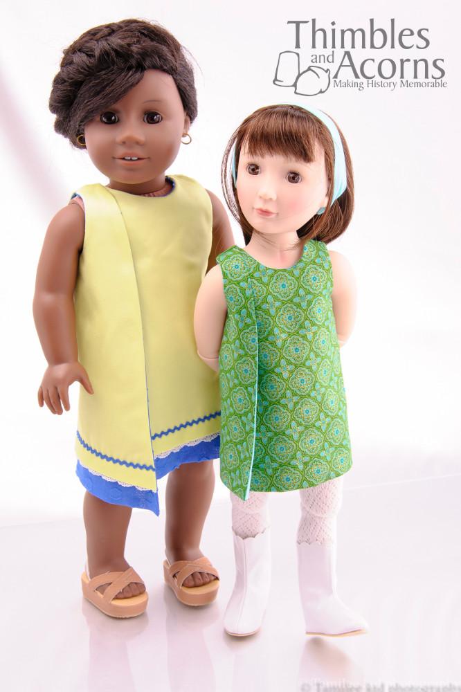 Thimbles and Acorns 18 Inch Historical 1960s 1, 2, 3 Wrap Dress 16" and 18" Doll Clothes Pixie Faire