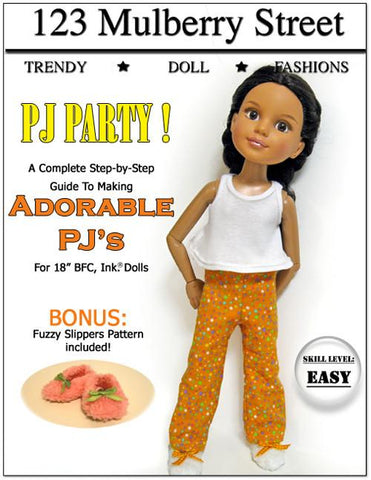 123 Mulberry Street BFC Ink PJ Party Pattern for BFC, Ink. Dolls Pixie Faire
