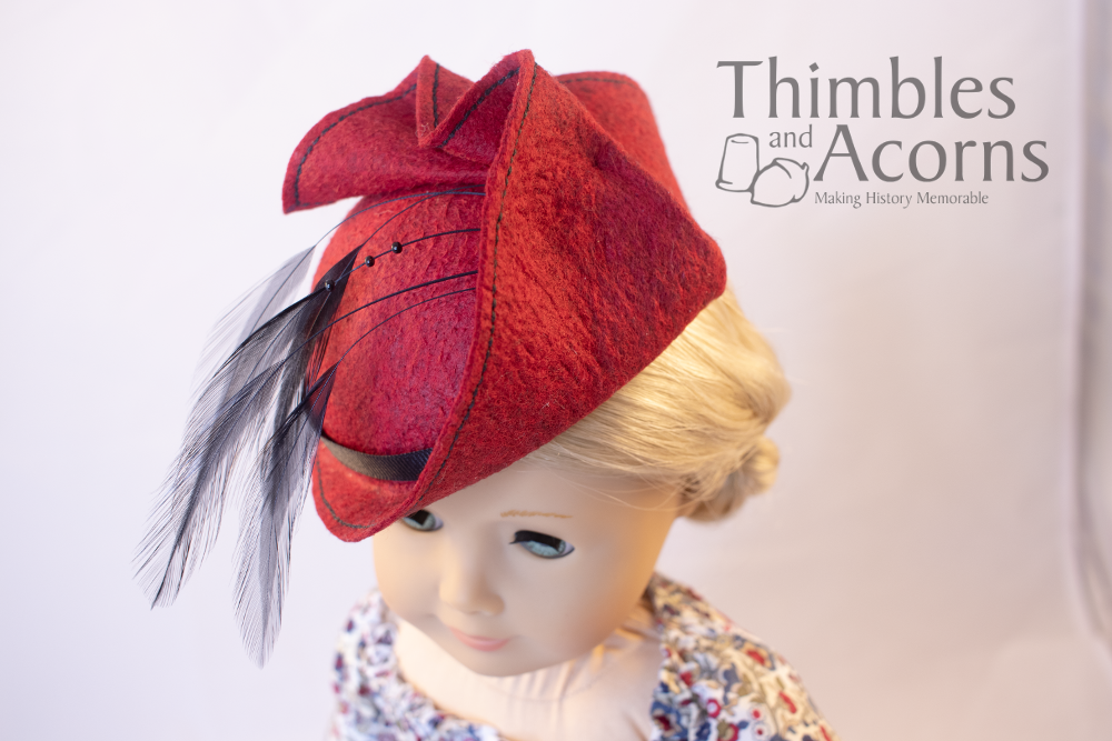 Thimbles and Acorns 18 Inch Historical 1940s Pleated Felt Hat Doll Clothes Pattern For 18" Dolls Pixie Faire