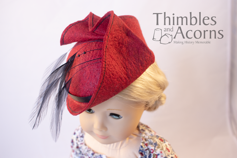 Thimbles and Acorns 18 Inch Historical 1940s Pleated Felt Hat Doll Clothes Pattern For 18" Dolls Pixie Faire