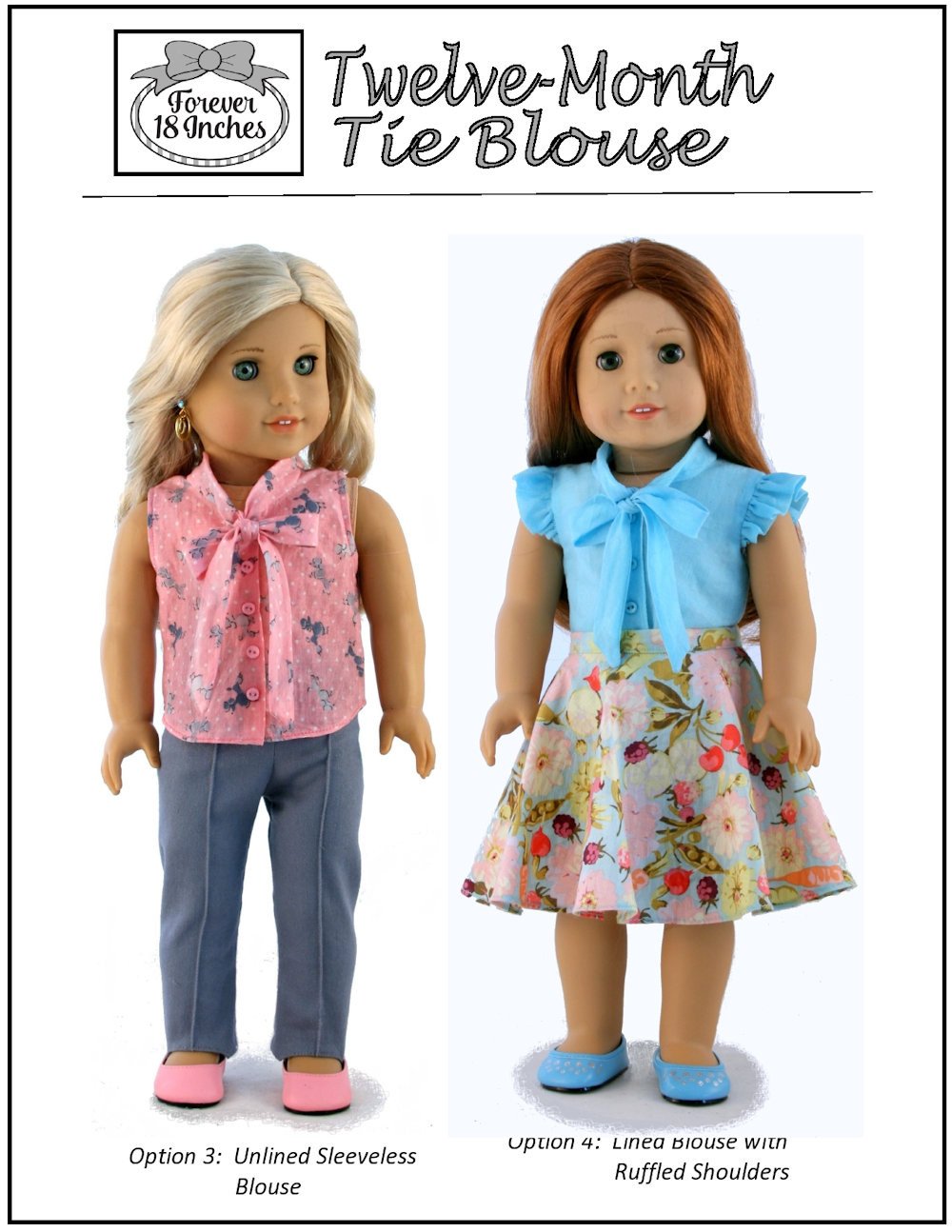 Forever 18 Inches 18 Inch Modern Twelve-Month Tie Blouse 18" Doll Clothes Pixie Faire