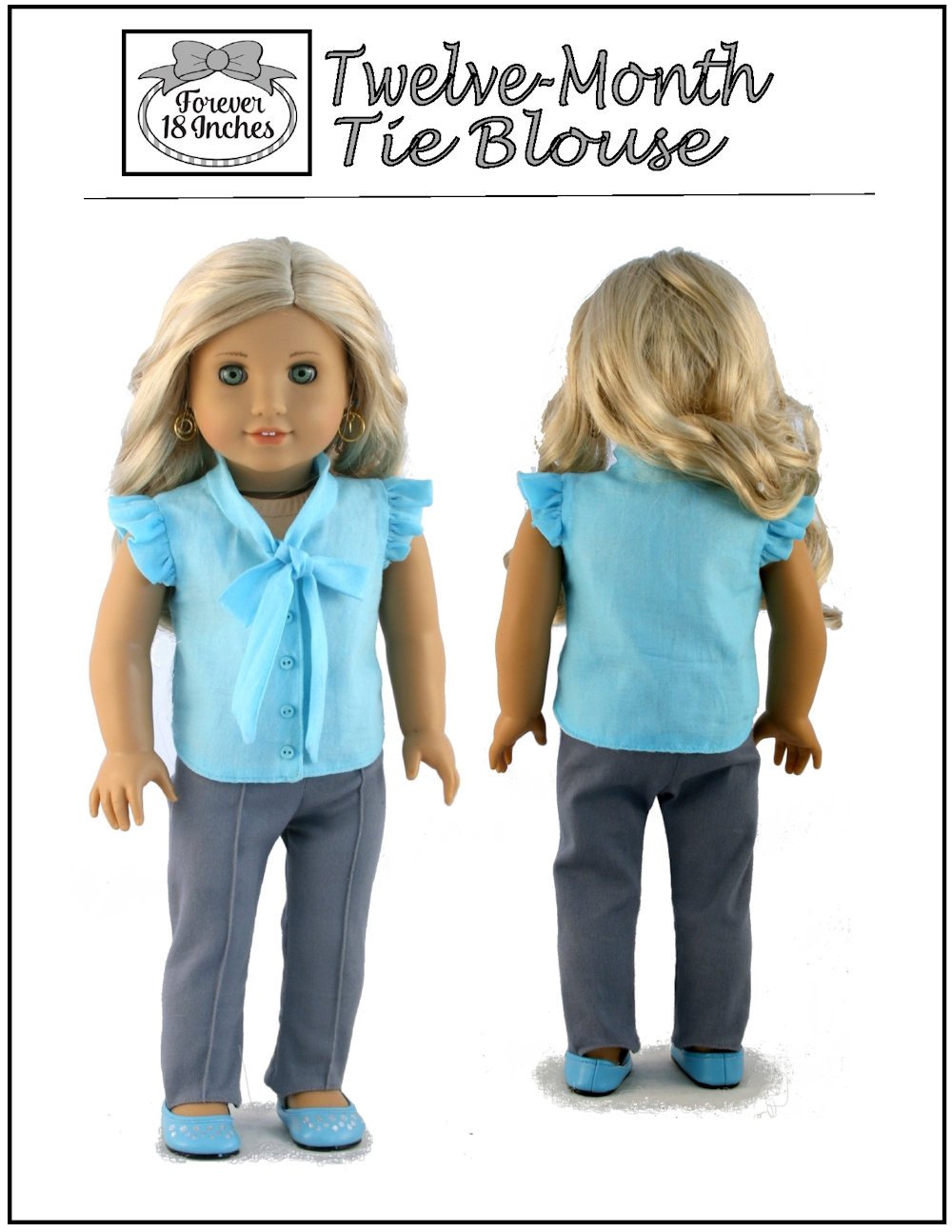 Forever 18 Inches 18 Inch Modern Twelve-Month Tie Blouse 18" Doll Clothes Pixie Faire