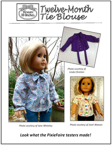 Forever 18 Inches 18 Inch Modern Twelve-Month Tie Blouse 18" Doll Clothes Pixie Faire
