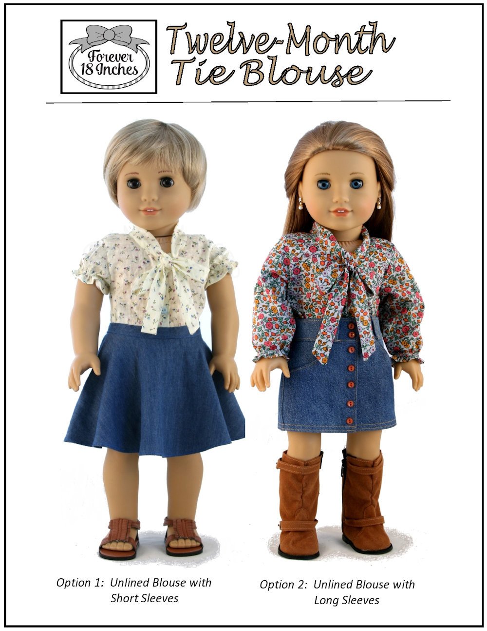 Forever 18 Inches 18 Inch Modern Twelve-Month Tie Blouse 18" Doll Clothes Pixie Faire