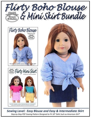 Forever 18 Inches 18 Inch Modern Flirty Boho Blouse and Mini Skirt BUNDLE 18" Doll Clothes Pixie Faire