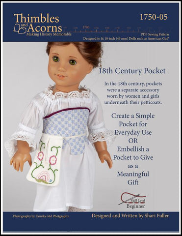 Pixie Faire 18 Inch Historical 18th Century Pocket 18" Doll Clothes Pattern Pixie Faire