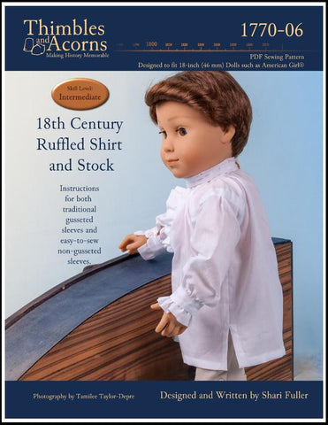 Thimbles and Acorns 18 Inch Boy Doll 18th Century Shirt 18" Doll Clothes Pattern Pixie Faire