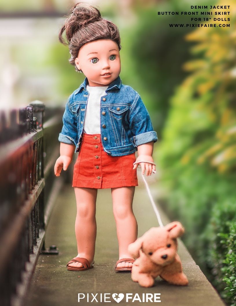 Liberty Jane 18 Inch Modern Denim Jacket 18" Doll Clothes Pattern Pixie Faire