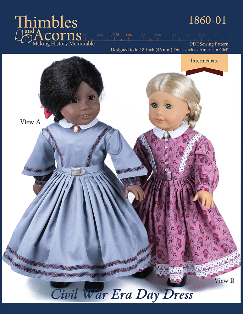 american civil war dresses 1860 Civil War Era Dress 18 inch Doll Clothes PDF Pattern Download
