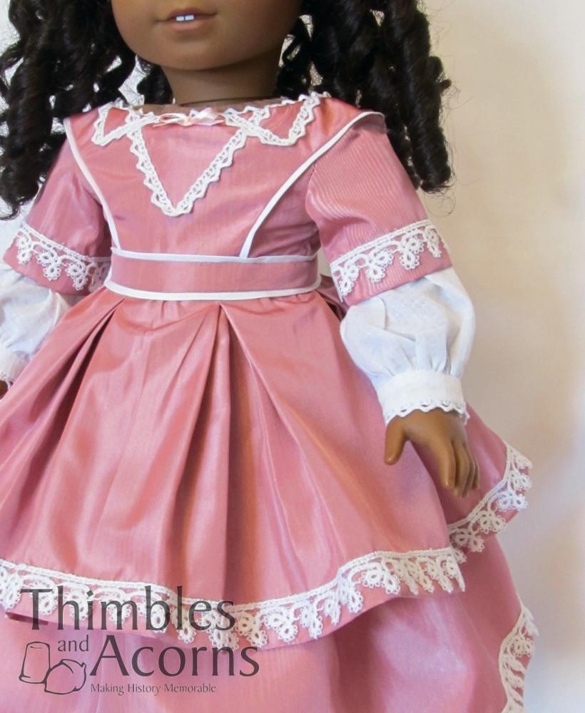 Thimbles and Acorns 18 Inch Historical 1850s Evening Dress 18" Doll Clothes Pattern Pixie Faire