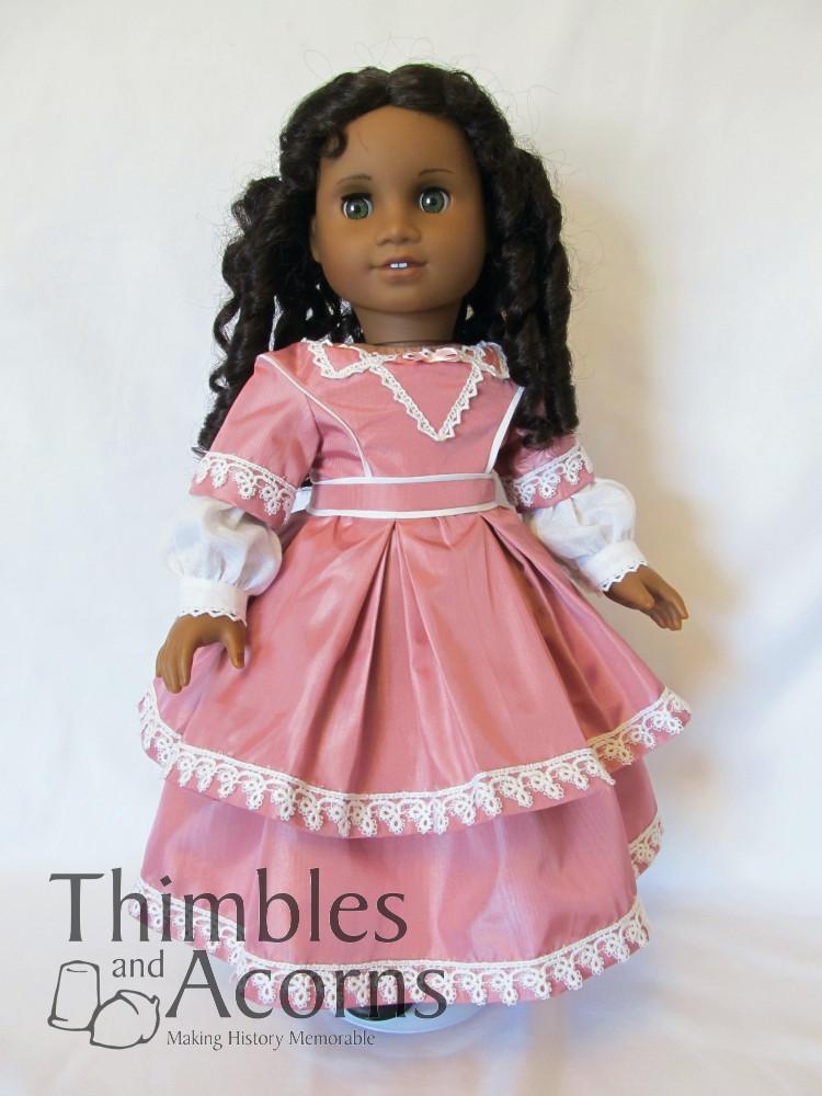 Thimbles and Acorns 18 Inch Historical 1850s Evening Dress 18" Doll Clothes Pattern Pixie Faire