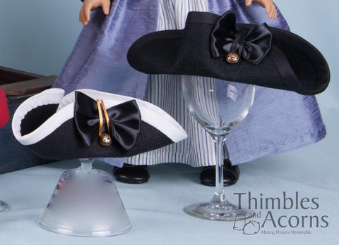Thimbles and Acorns 18 Inch Historical 18th Century Molded Felt Hat Multi Sized Doll Clothes Pattern Pixie Faire