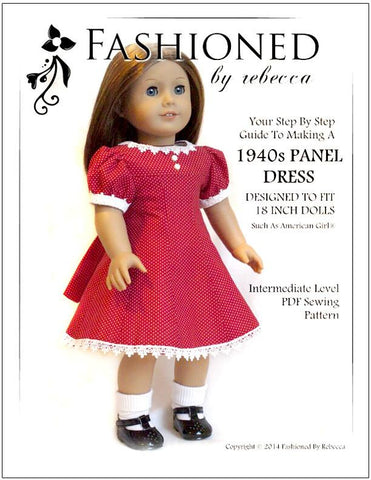 Fashioned by Rebecca 18 Inch Historical 1940's Panel Dress 18" Doll Clothes Pattern Pixie Faire