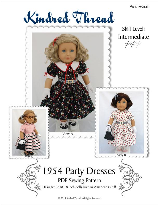 Kindred Thread 1954 Party Dresses Doll Clothes Pattern 18 inch American Girl Dolls Kindred Thread 1954 Party Dresses Doll Clothes Pattern 18 inch American Girl Dolls