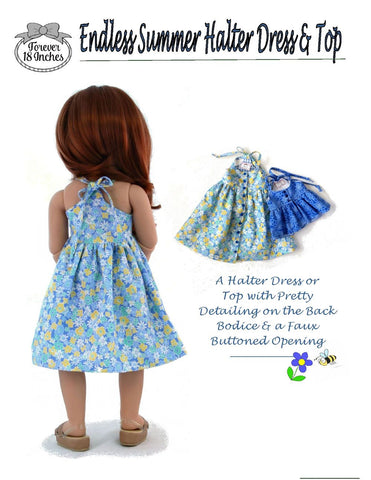 Forever 18 Inches Kidz n Cats Endless Summer Halter Dress & Top Pattern for Kidz N Cats and 19" Gotz Dolls Pixie Faire