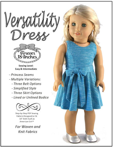 Forever 18 Inches 18 Inch Modern The Versatility Dress 18" Doll Clothes Pattern Pixie Faire