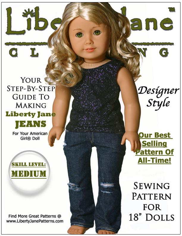 Boot Cut Jeans 18 inch Doll Clothes Pattern for American Girl Dolls PDF Download